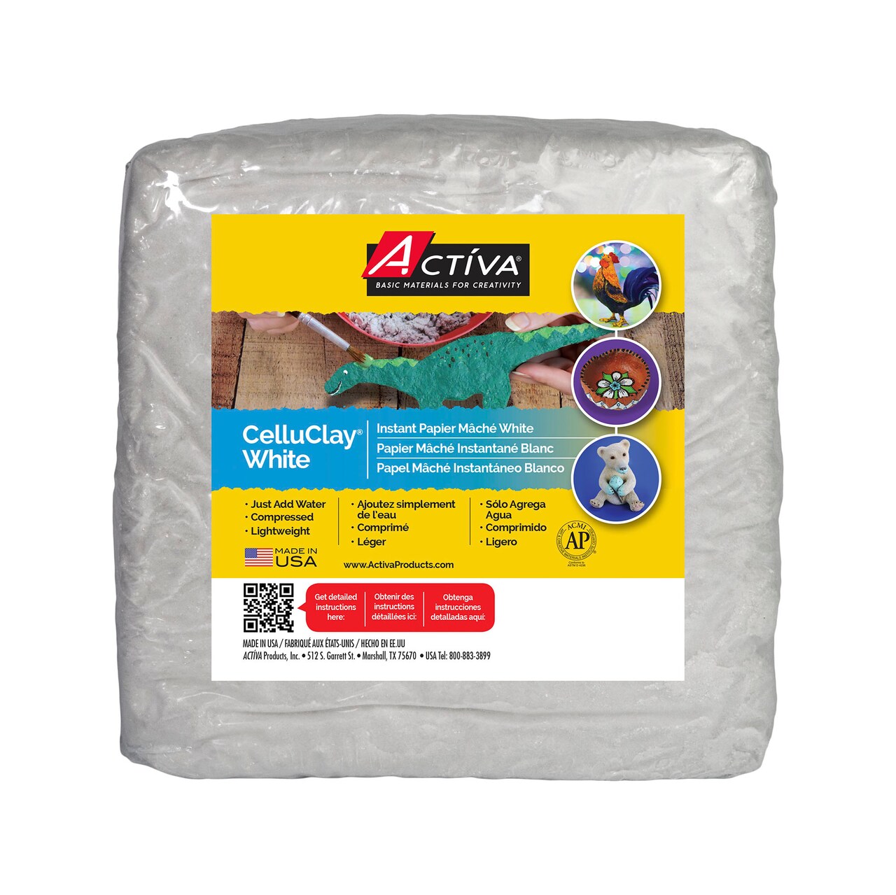 Activa CelluClay Instant Paper Mache, Dries White, 2 lb (908 g)
